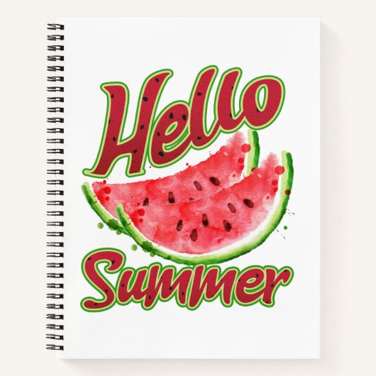 こんにちは夏 | ウオータカラースイカデザイン ノートブック (正面)