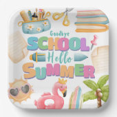 こんにちは夏！スクールズアウトサマープールパーティー ペーパープレート (正面)