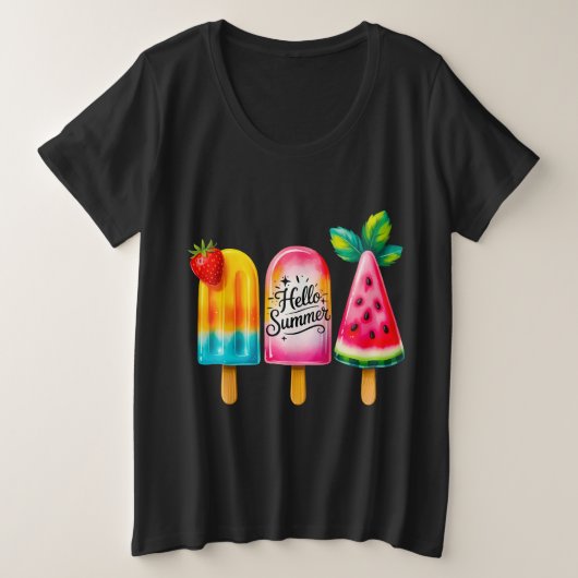 こんにちは夏 プラスサイズTシャツ (デザイン正面)