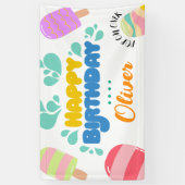 こんにちは夏！プールパーティの招待状バナー 横断幕 (縦)