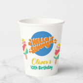 こんにちは夏!プールパーティの招待状 紙コップ (正面)