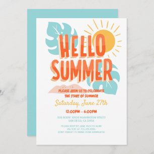こんにちは夏、学校の終わりパーティー、プールパーティー 招待状