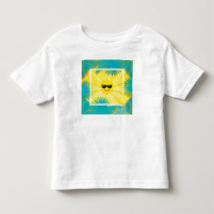 こんにちは夏! 幸せな日曜日のにこやかな熱帯やしフレーム トドラーTシャツ