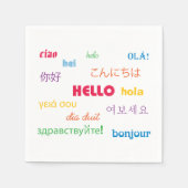 こんにちは多くの言語カラフル スタンダードカクテルナプキン (正面)