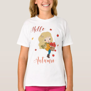 こんにちは女の子および女性のための秋のTシャツ Tシャツ