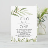 こんにちは小さな男女兼用赤ちゃんシャワー 招待状 (スタンド正面)