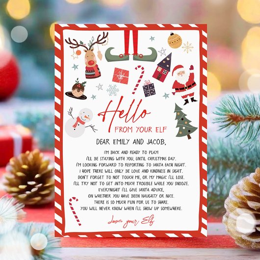 こんにちは小妖精や小人からの到着レター私は戻るクリスマス 招待状