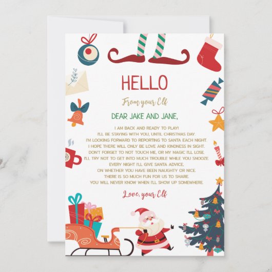 こんにちは小妖精や小人のクリスマスレター 招待状 (正面)