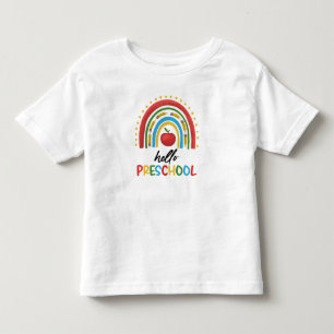 こんにちは就学前幼稚園 レインボー 新学期 トドラーTシャツ