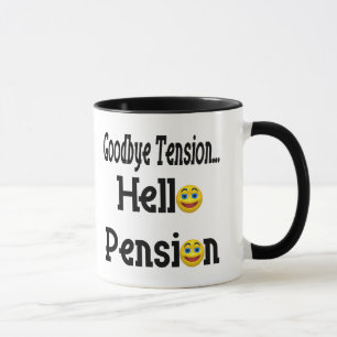 こんにちは年金の退職のギフトおよびTシャツ マグカップ
