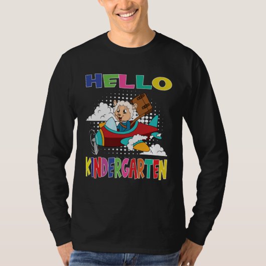 こんにちは幼稚園ひつじ飛行機 Tシャツ (正面)
