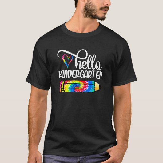 こんにちは幼稚園タイダイ染め鉛筆 Tシャツ (正面)
