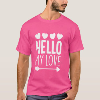 こんにちは愛かわいいロマンチックなハートバレンタインデー Tシャツ