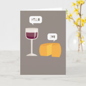 こんにちは愛するワイン&チーズラブカー間抜けド カード (黄色い花)