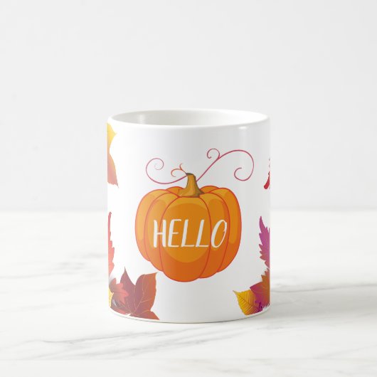 こんにちは感謝祭の休暇の秋のかえでは装飾を去ります コーヒーマグカップ (中央)