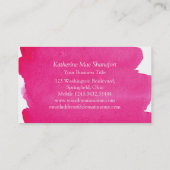 こんにちは挨拶のピンクの水彩画のヴィンテージの植物学 名刺 (裏面)