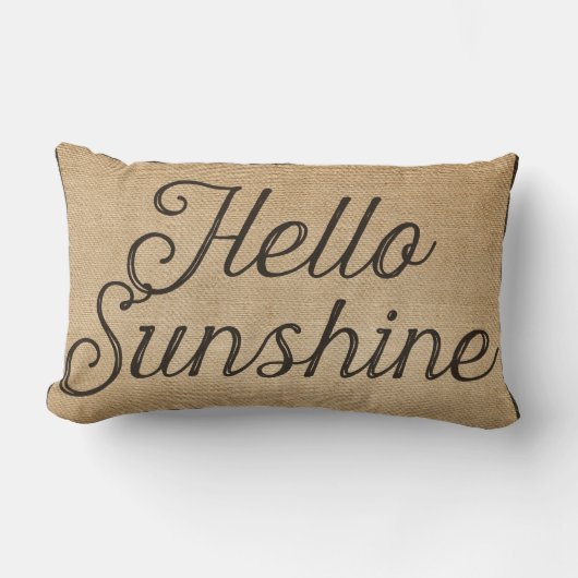 こんにちは日光のヴィンテージのバーラップ ランバークッション (正面)