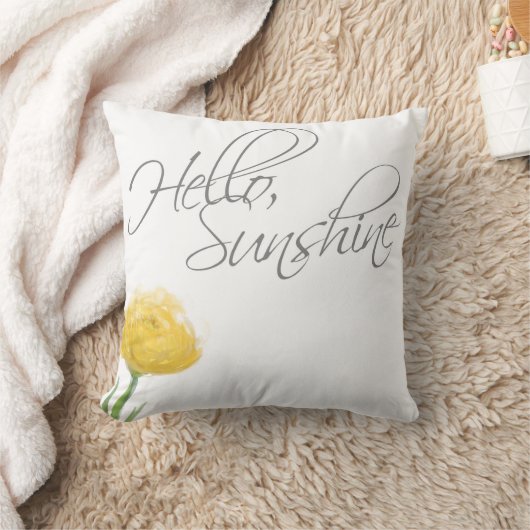 こんにちは日光の黄色い花の装飾用クッション クッション (ブランケット)