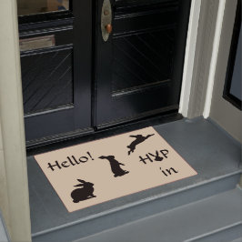 こんにちは春の花柄のバニーとの歓迎のホツプ ドアマット