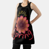 こんにちは春 - テクスチャードピンク＆オレンジの花のアート エプロン (インサイチュ)