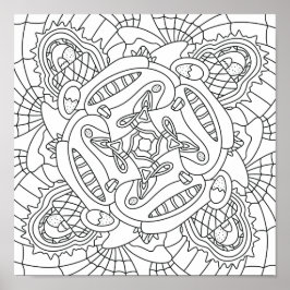 こんにちは春:ハッピーイースターぬりえページ ポスター