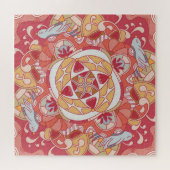 こんにちは春：喜びの植物性ピンクの庭 ジグソーパズル (横)