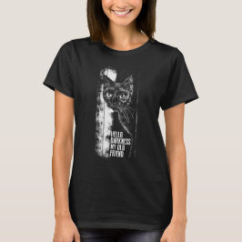 こんにちは暗闇私の古い友達 黒猫のスケッチ Tシャツ