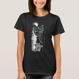 こんにちは暗闇私の古い友達 黒猫のスケッチ Tシャツ