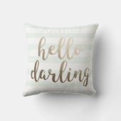 こんにちは最愛の青くストライプのな装飾用クッション クッション (裏面)