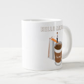 こんにちは月曜日は十分なコーヒーが入らない ジャンボコーヒーマグカップ (正面右)