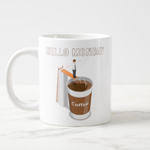 こんにちは月曜日は十分なコーヒーが入らない ジャンボコーヒーマグカップ