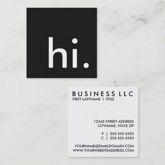 こんにちは正方形 スクエア名刺 (正面/裏面)