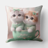 こんにちは水曜日かわいい猫装飾用クッション-おもしろいキッズ クッション (裏面)