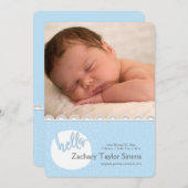 こんにちは水玉模様の写真の誕生の発表 案内状 (正面/裏面)