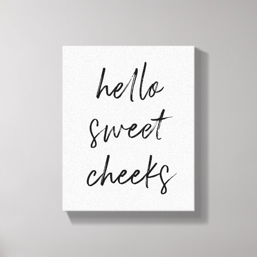 こんにちは甘い頬おもしろいトイレ キャンバスプリント (正面)