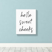 こんにちは甘い頬おもしろいトイレ キャンバスプリント (インサイチュ (ウッドフロア))