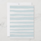 こんにちは男の赤ちゃん。青航海の色彩の鮮やかストライプ誕生 案内状 (裏面)