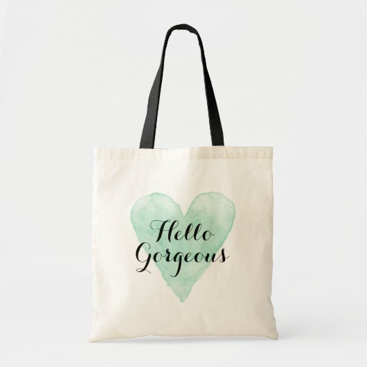こんにちは真新しい水彩画のハートの豪華なトートバック トートバッグ (正面)