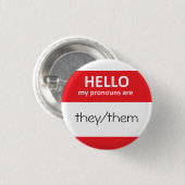 こんにちは私の代名詞はですか、またはボタンを円形にします 缶バッジ (正面&裏面)