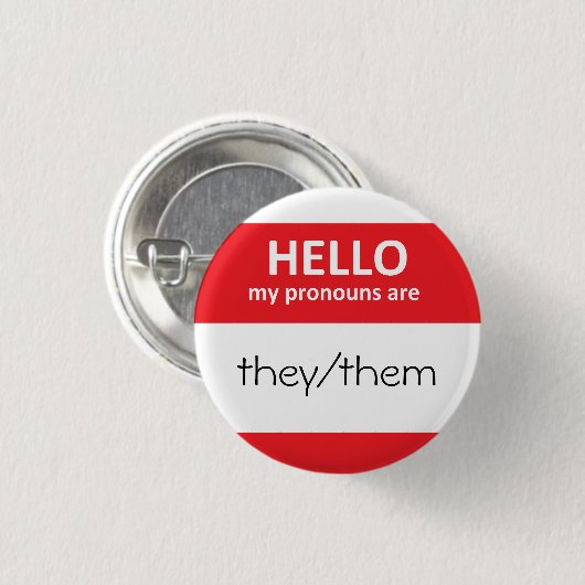 こんにちは私の代名詞はですか、またはボタンを円形にします 缶バッジ (正面&裏面)