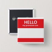 こんにちは私の代名詞は正方形ボタンです 缶バッジ (正面&裏面)