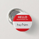 こんにちは私の代名詞はhe/himの円形ボタンです 缶バッジ (正面&裏面)