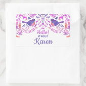 こんにちは私の名前かわいい花のパターン名前をカスタムする 長方形シール (バッグ)