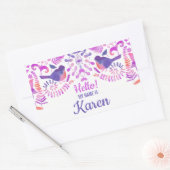 こんにちは私の名前かわいい花のパターン名前をカスタムする 長方形シール (封筒)