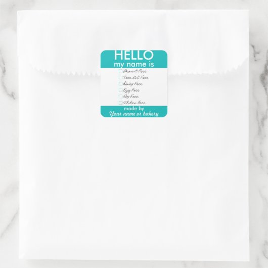 こんにちは私の名前はアレルギー無料のベーキングベイクセール スクエアシール (バッグ)