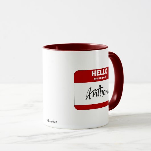 こんにちは私の名前はアンソニーはです(赤い) マグカップ (正面右)