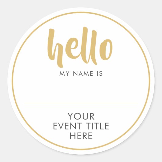 こんにちは私の名前はイベントまたは大事な行事 パーソナライズされた ラウンドシール (正面)