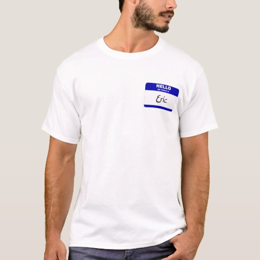こんにちは私の名前はエリックはです(青い) Tシャツ (正面)