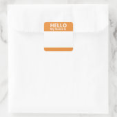 こんにちは私の名前はオレンジ色のホワイトネームタグシール スクエアシール (バッグ)