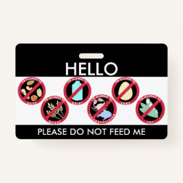 こんにちは私の名前はカスタムな上8のアレルゲンにアレルギーです バッジ